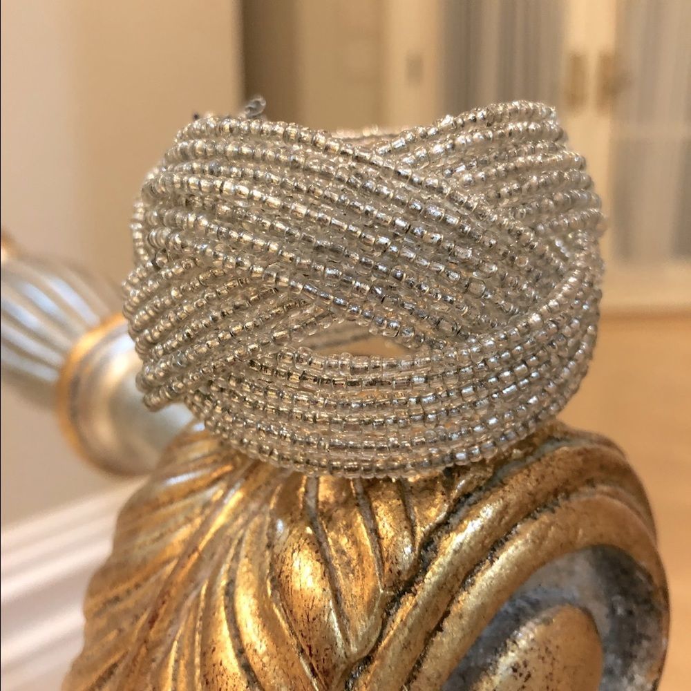 Silver Seed Bead Cuff Bracelet